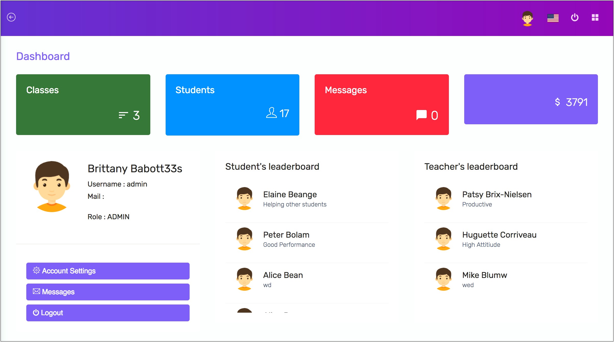 Student Management System Bootstrap Template Free Download