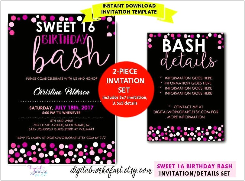 Sweet 16 Birthday Invitation Templates Free