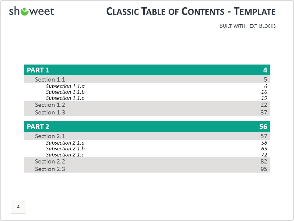 Table Of Contents Template Powerpoint Free