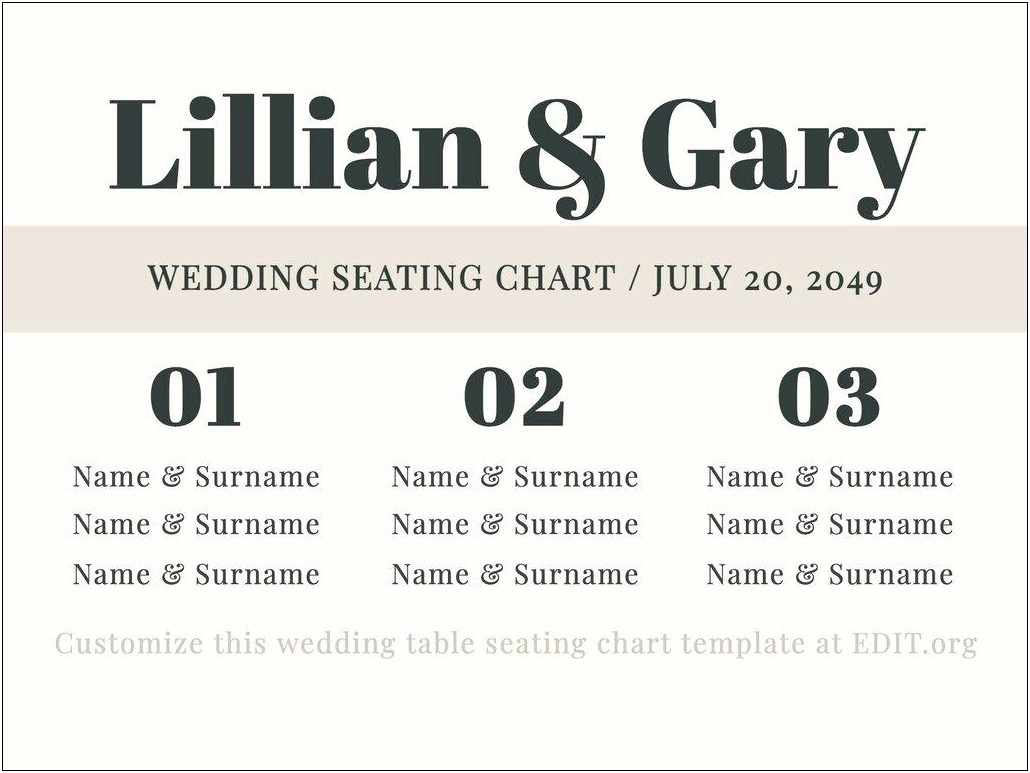 Table Seating Plan Template Free Download
