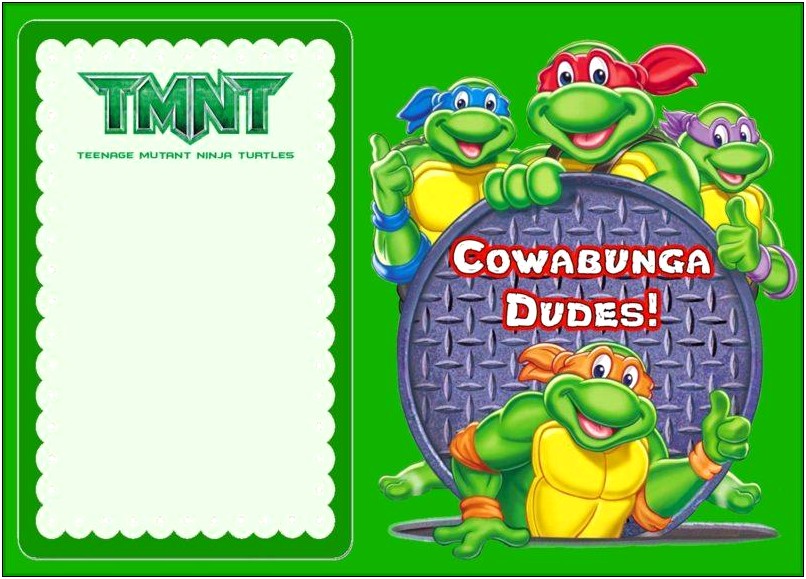 Teenage Mutant Ninja Turtles Birthday Invitations Template Free