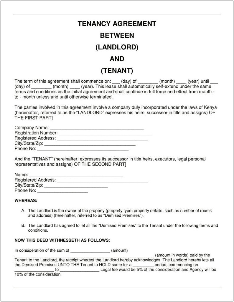 Tenancy In Common Agreement Template Free