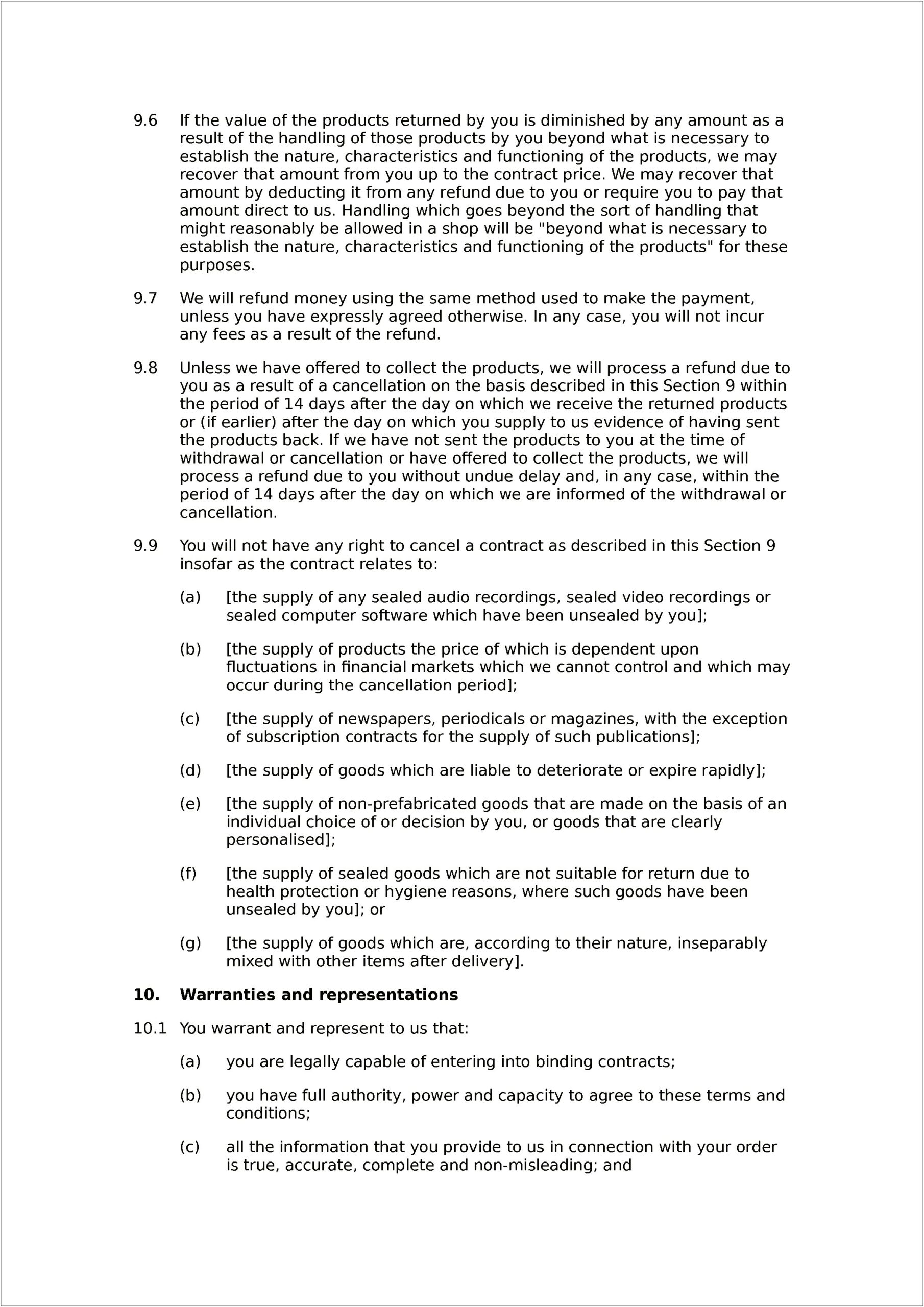 Terms And Conditions Of Sale Template Free Download