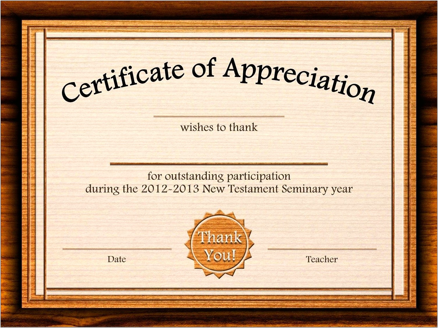 Thank You Certificate Template Word Free
