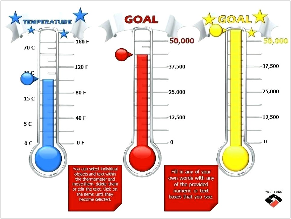 Thermometer Goal Chart Excel Template Free Download