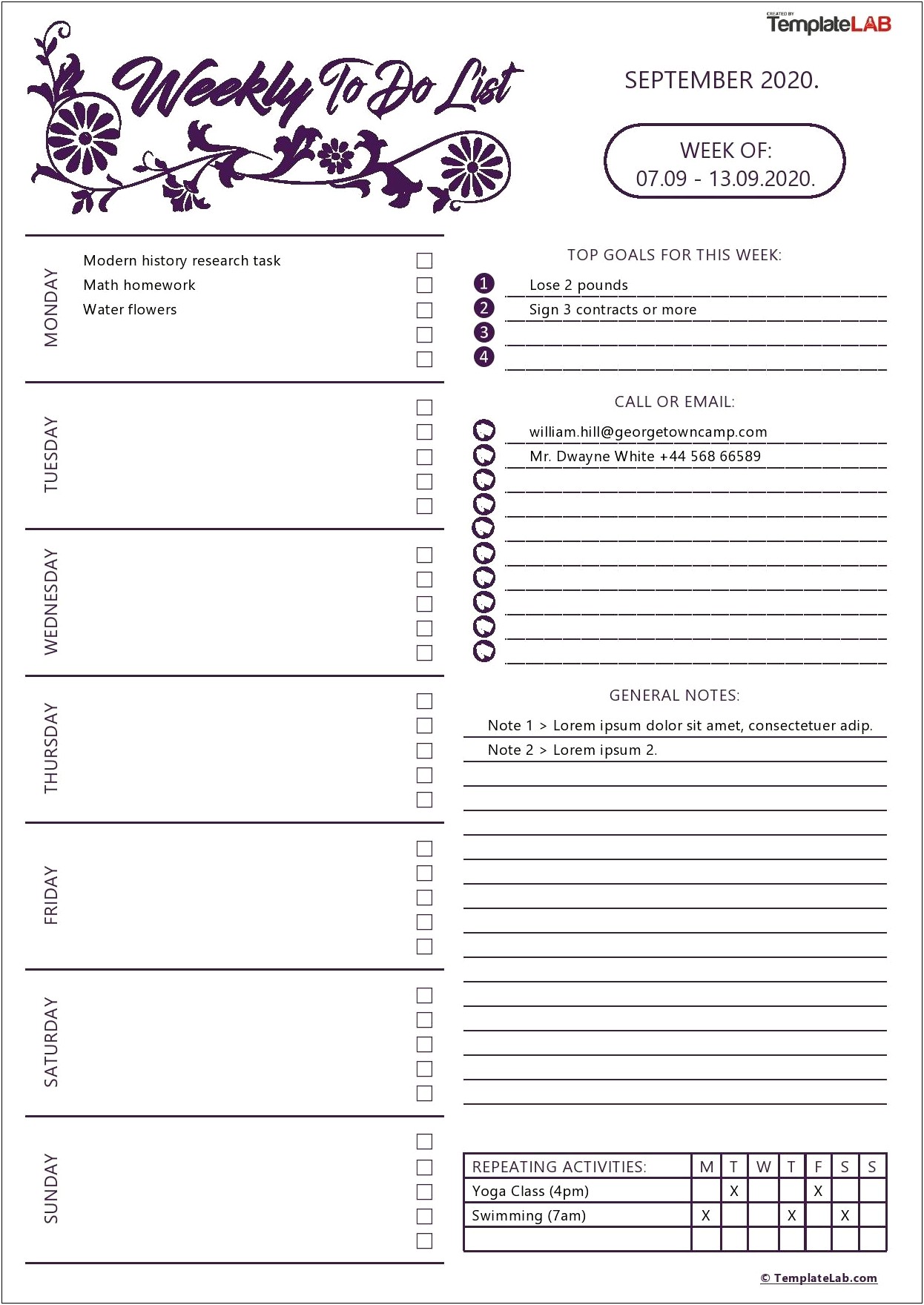 Things To Do Checklist Template Free