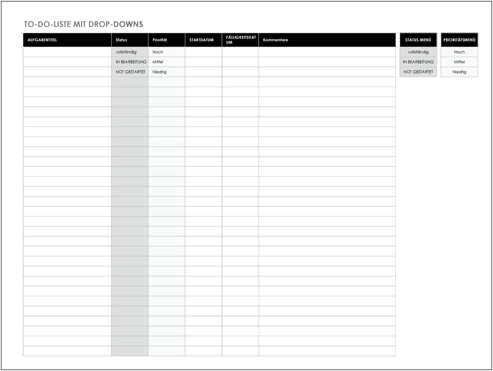 To Do List Excel Template Free