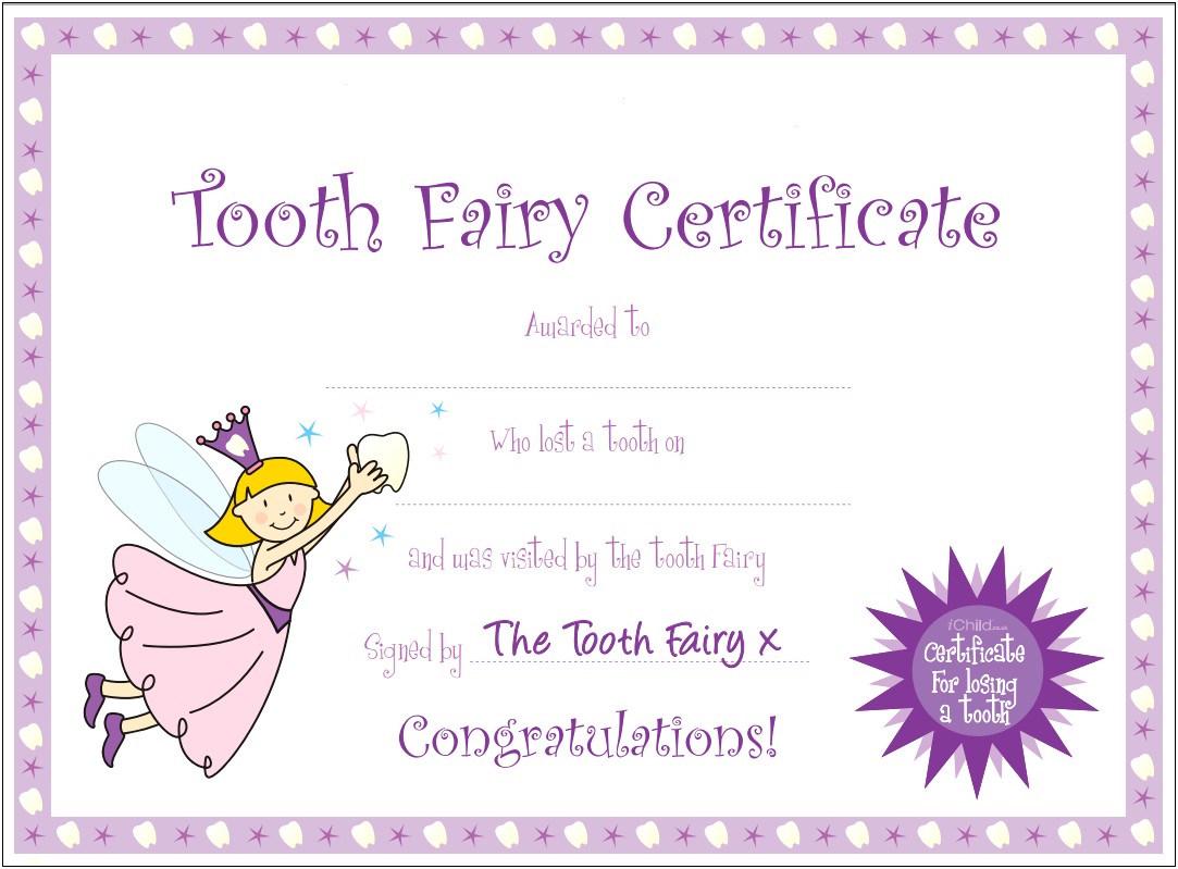 Tooth Fairy Letter Template Free Uk