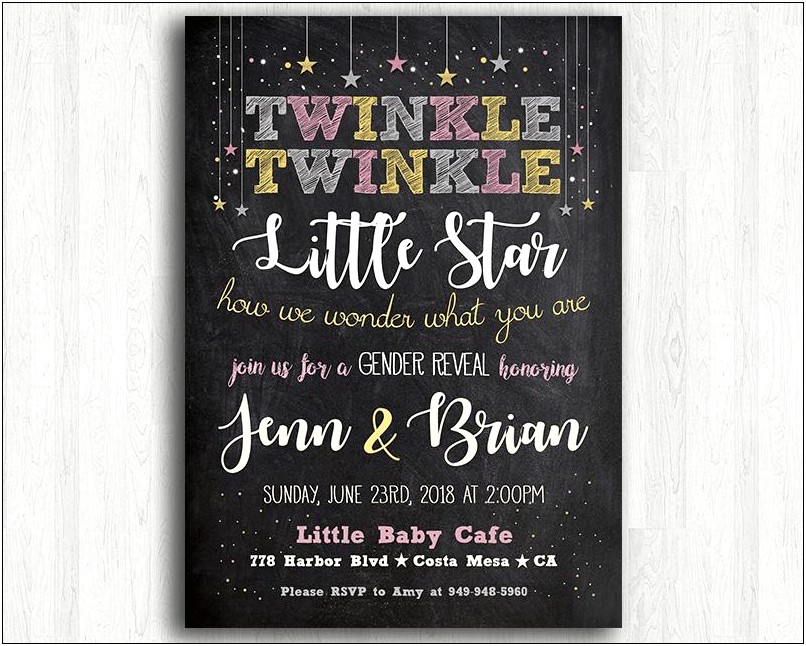 Twinkle Twinkle Little Star Birthday Invitations Free Template