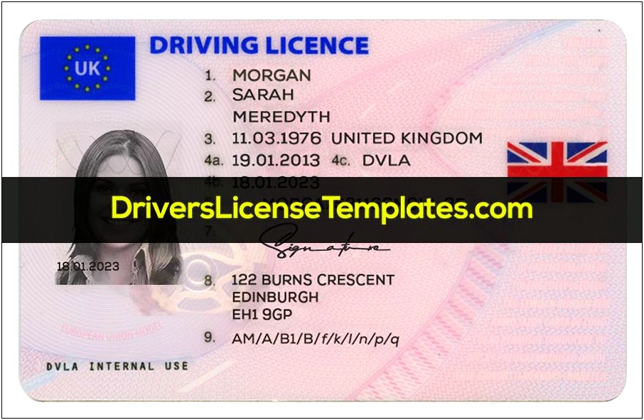 Uk Driving License Template Free Download