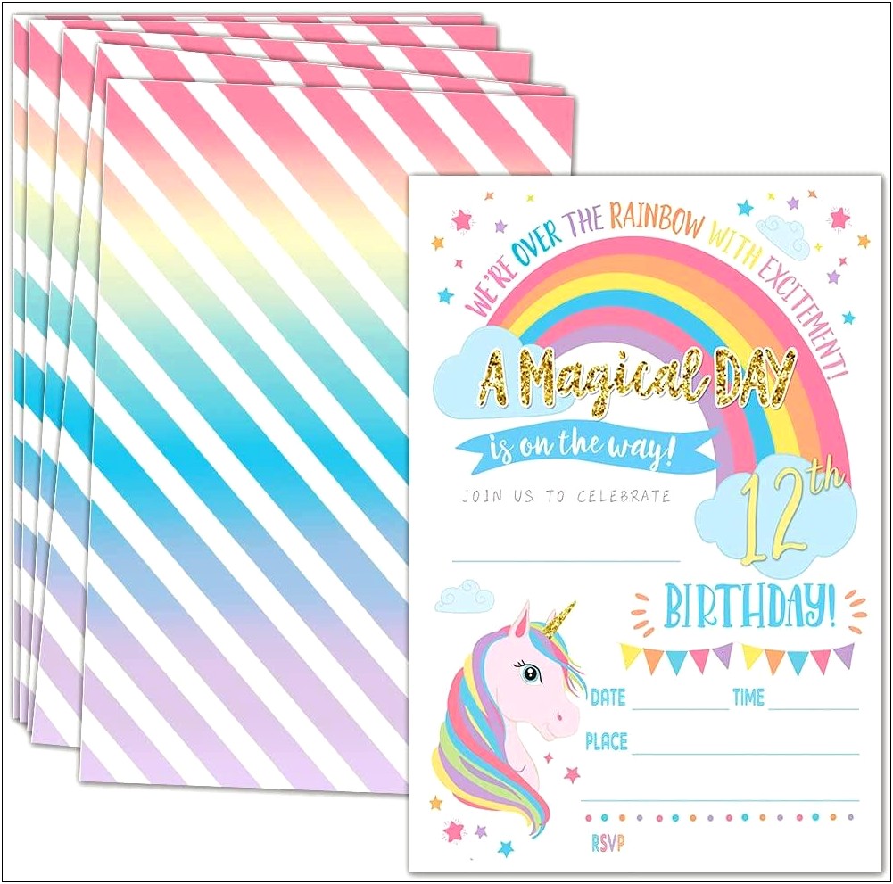 Unicorn Birthday Party Invitations Free Template