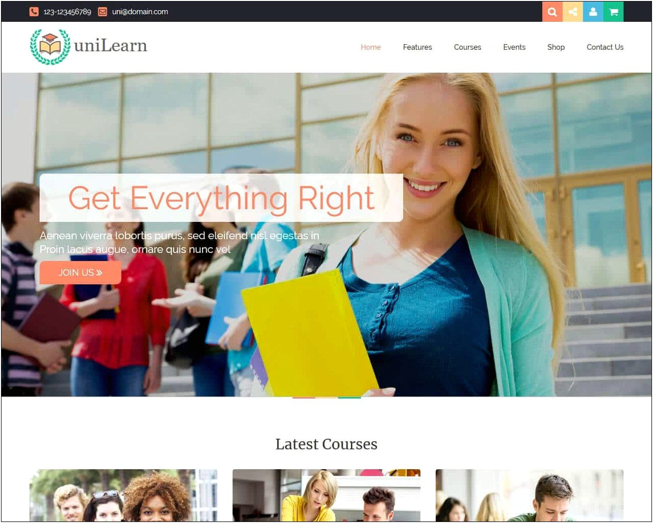Unilearn Education And Courses Template Free Download
