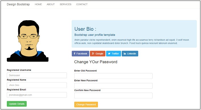User Profile Template Html Free Download