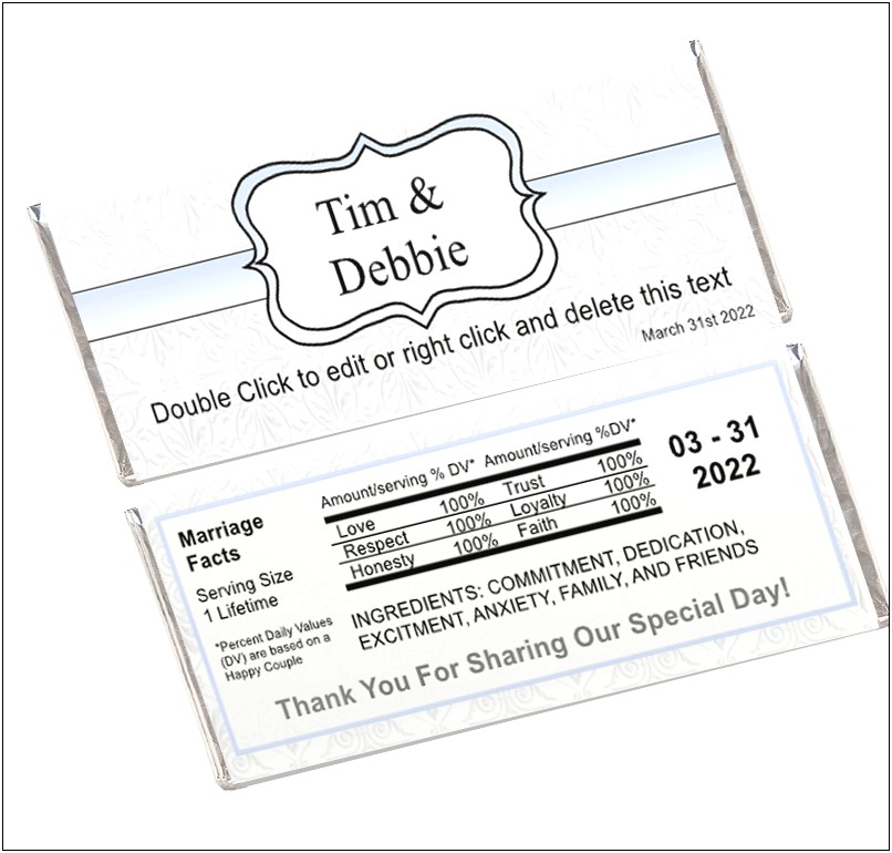 Wedding Candy Bar Wrappers Templates Free
