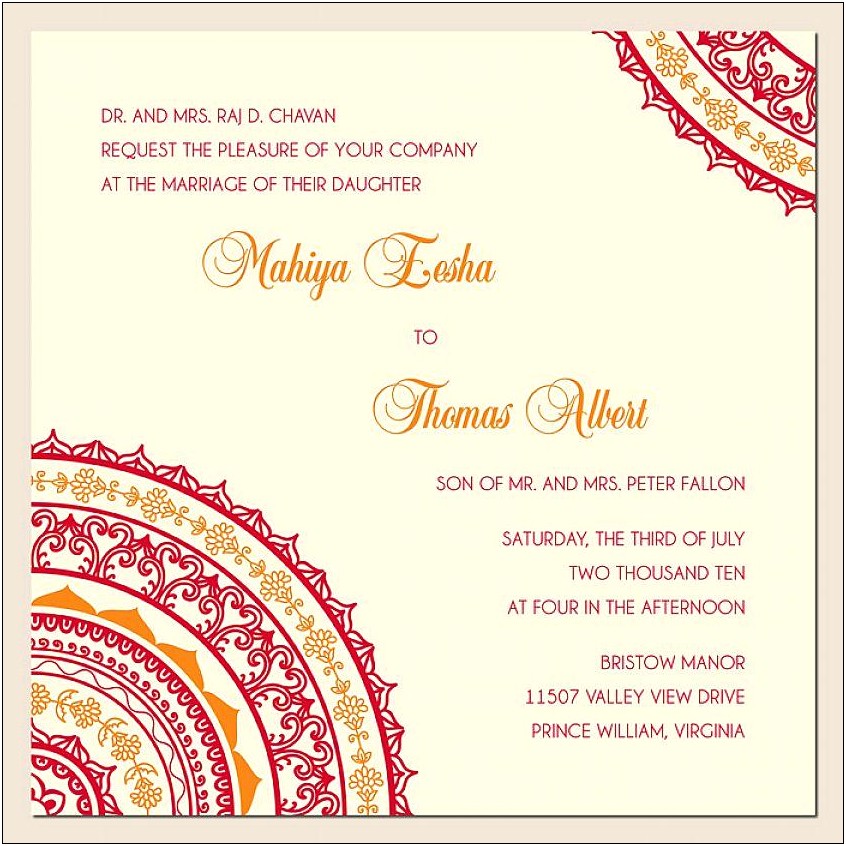Wedding Invitation Email Template Indian Free