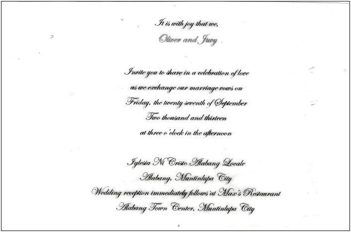 Wedding Invitation Email To Colleagues Sample