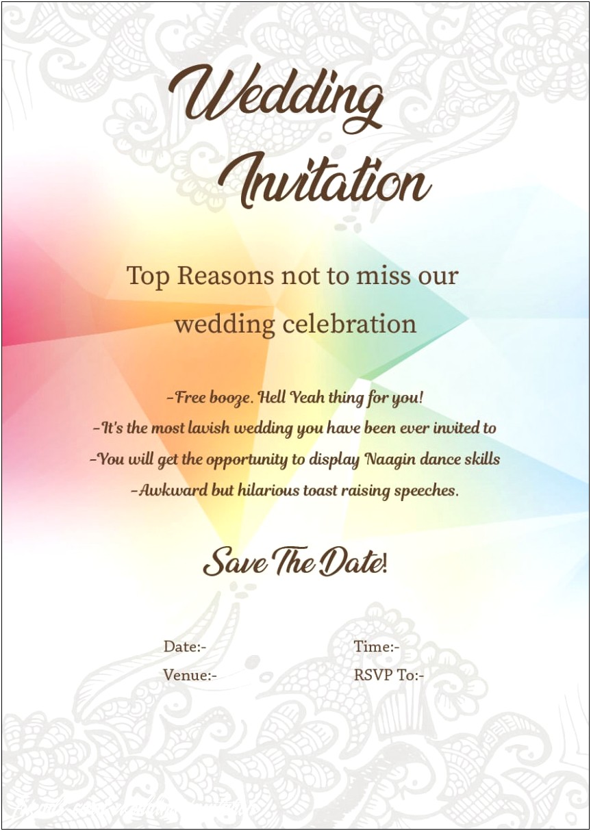 Wedding Invitation Text Message For Friends