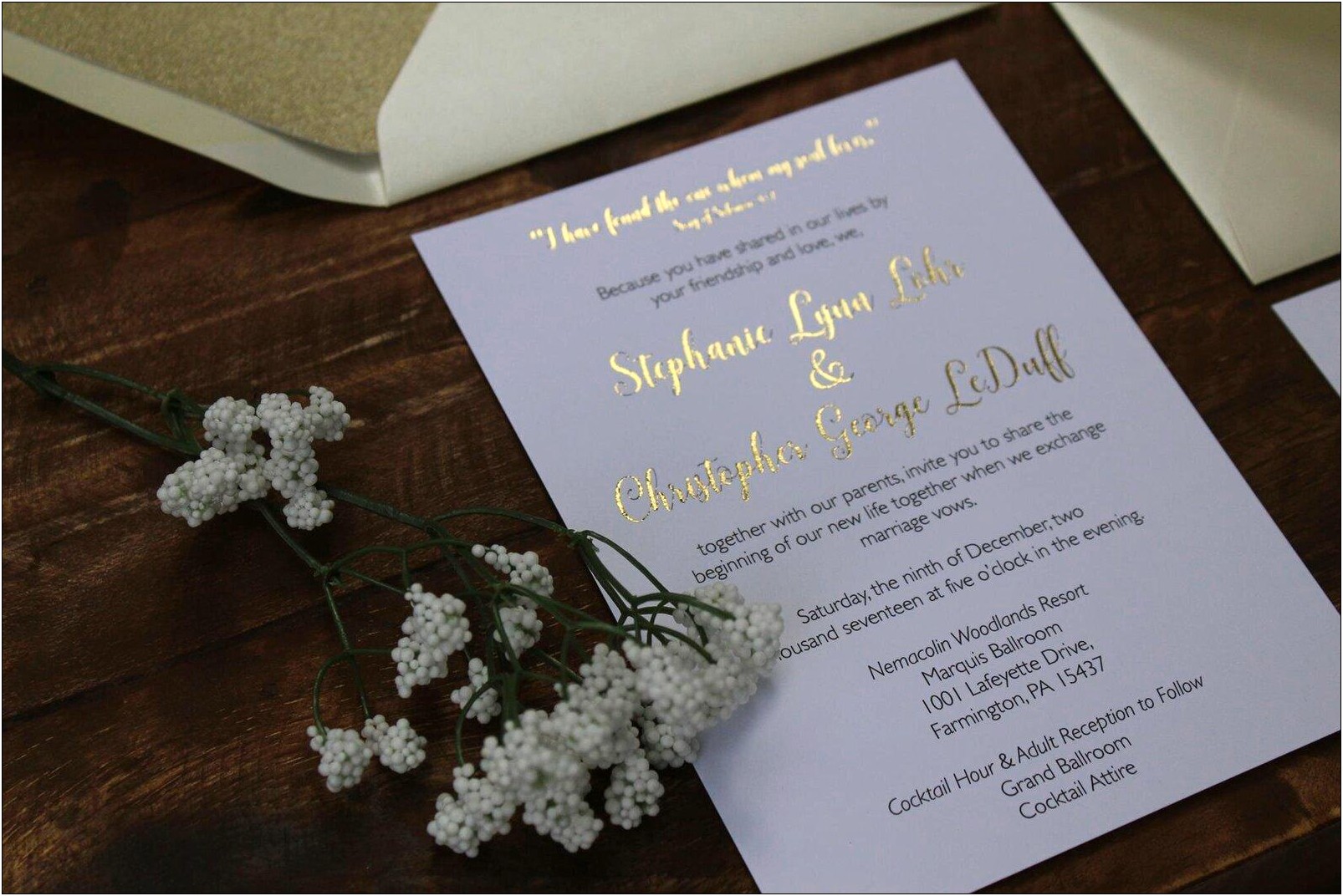 Wedding Invitation With The Blessing Of Our Parents