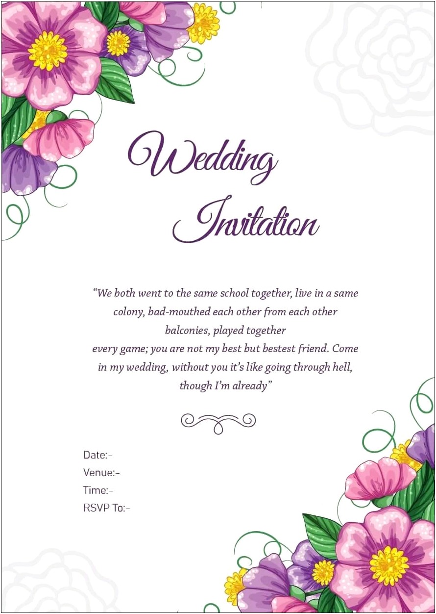 Wedding Invitation Wording In English For Friends Whatsapp