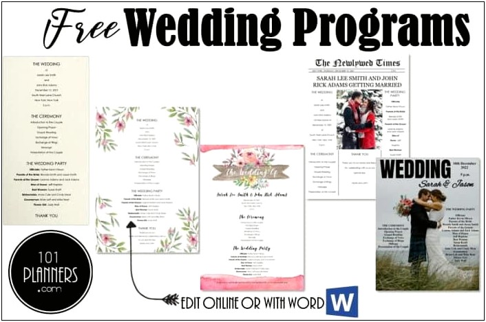 Wedding Program Templates For Word Free