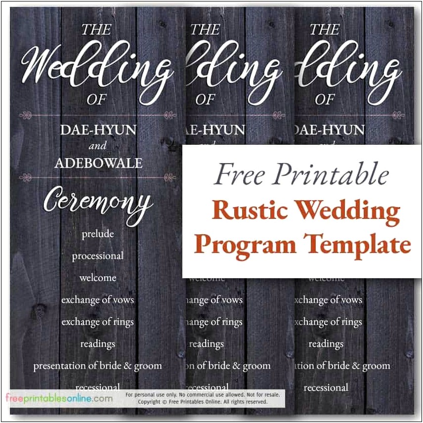 Wedding Reception Program Templates Free Download