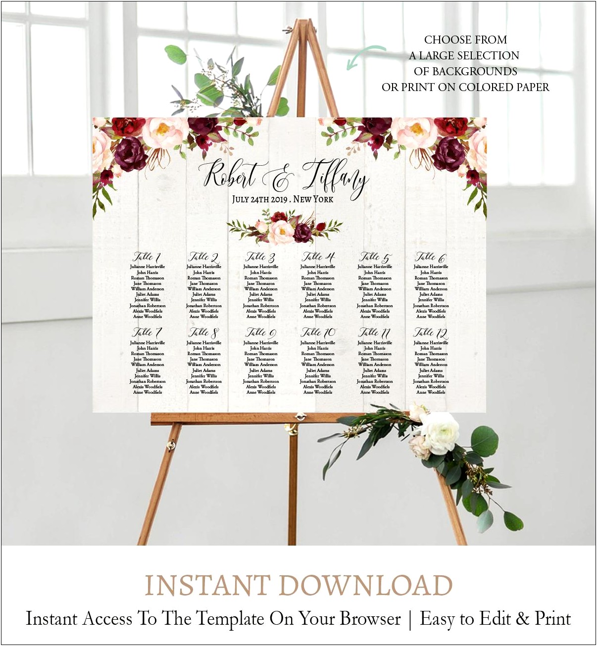 Wedding Seating Chart Template Free Download