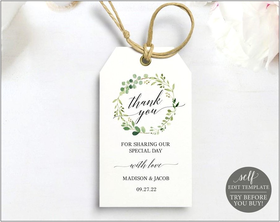 Wedding Thank You Tag Template Free Download
