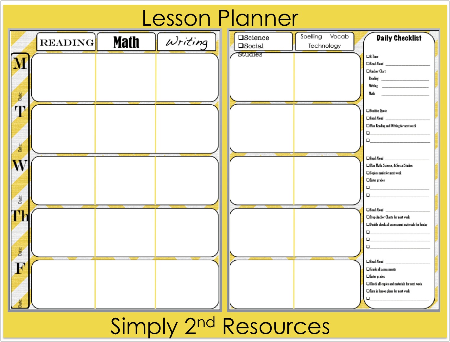 Weekly Lesson Plan Template Free Printable