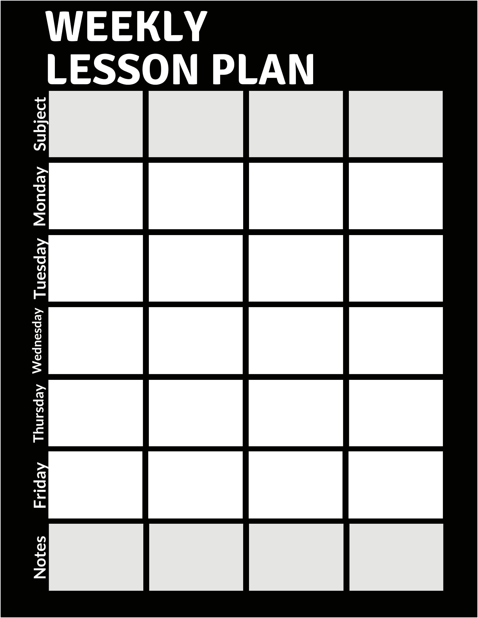 Weekly Teacher Lesson Plan Template Free