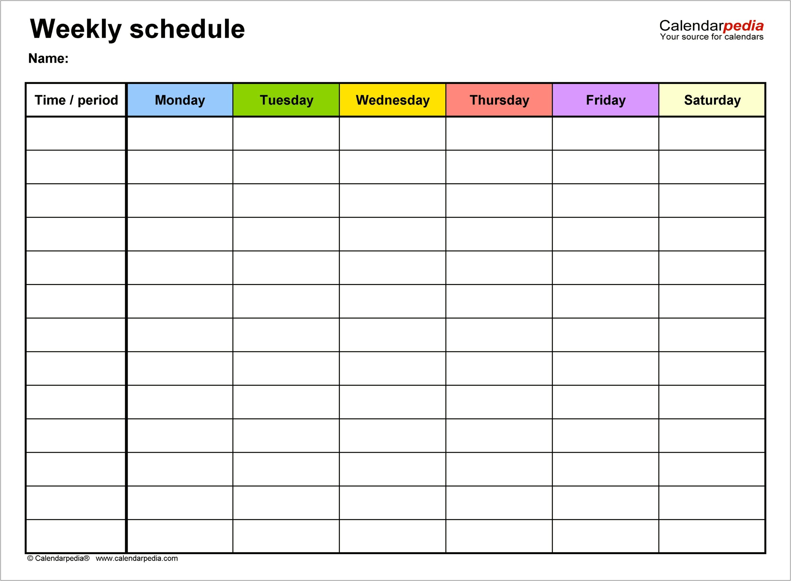 Weekly Work Schedule Template Excel Free