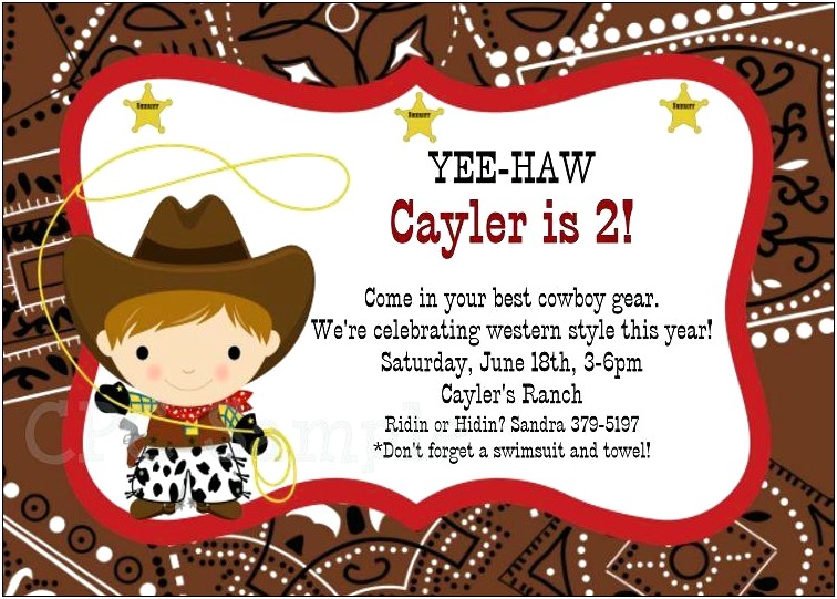 Western Theme Party Invitation Template Free
