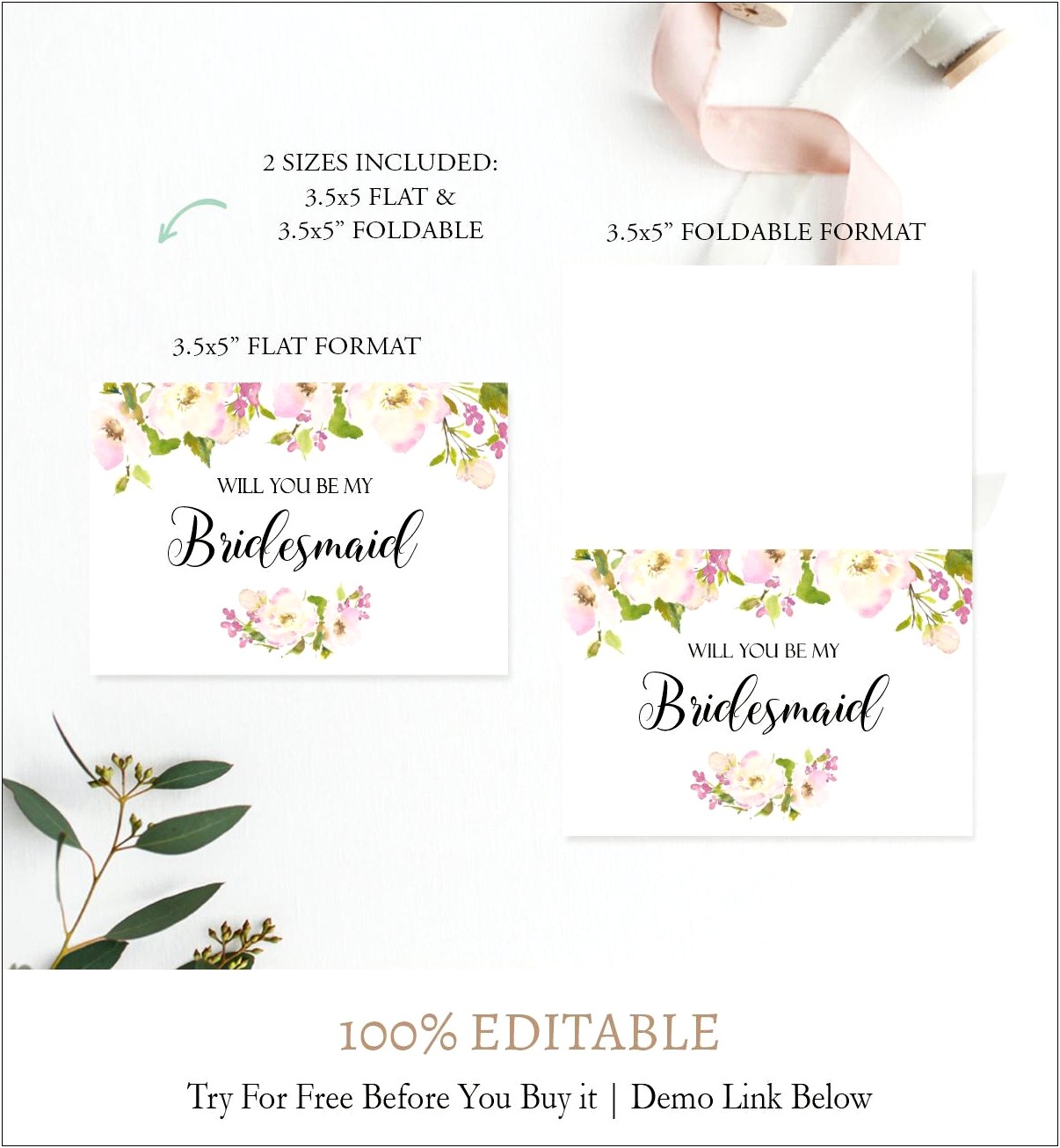 Will You Be My Bridesmaid Free Printable Template
