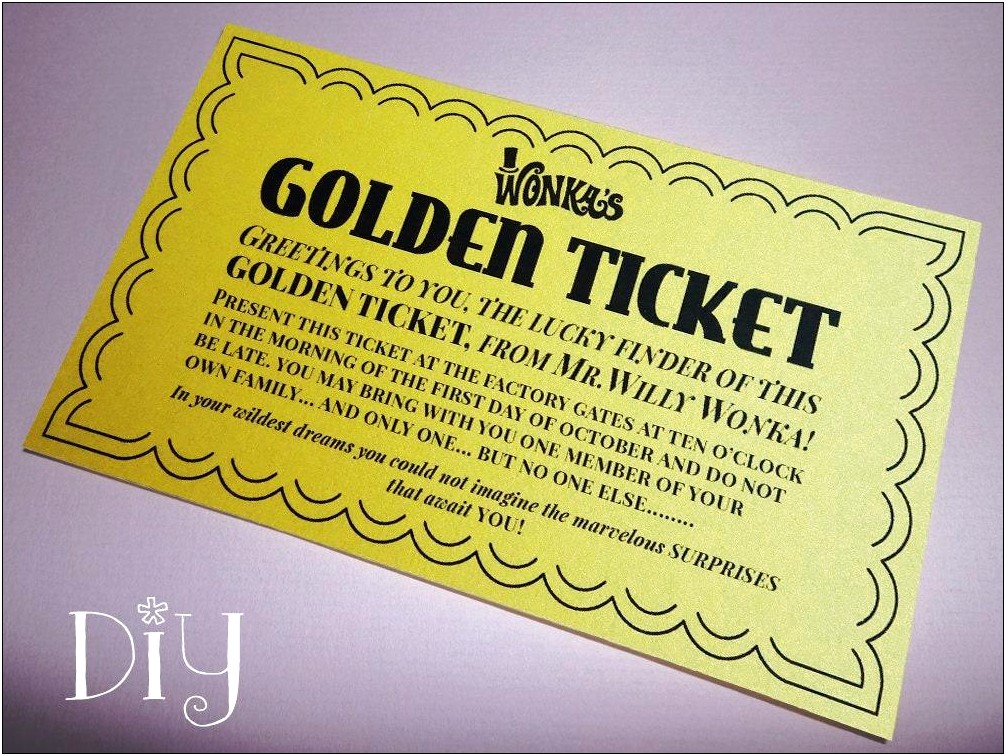 Willy Wonka Golden Ticket Invitation Template Free