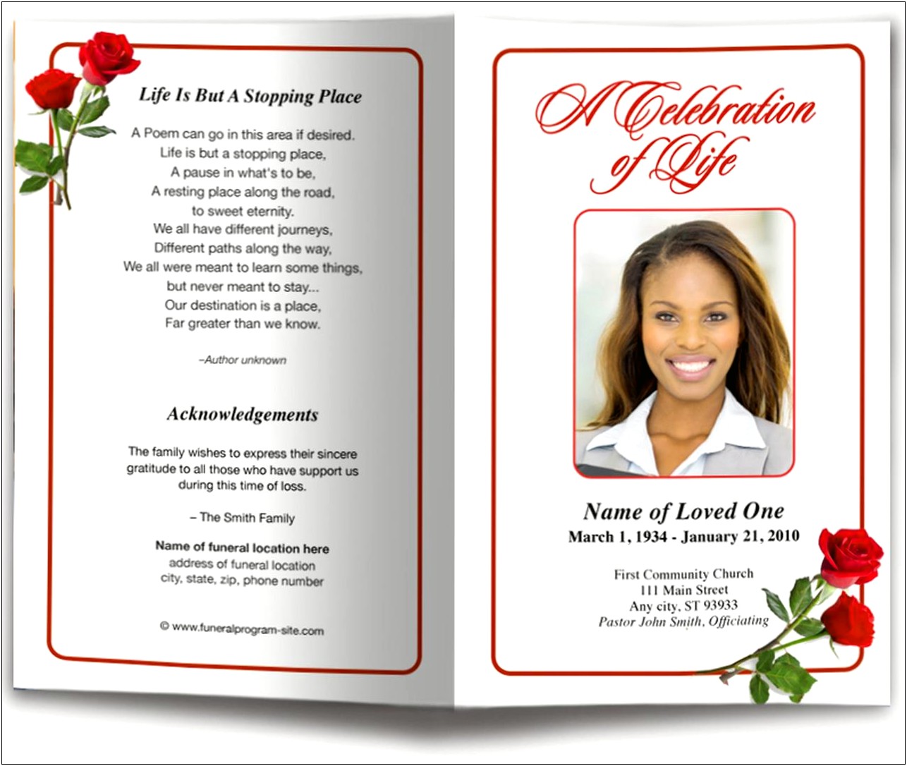 ﻿free Funeral Service Program Template Publisher