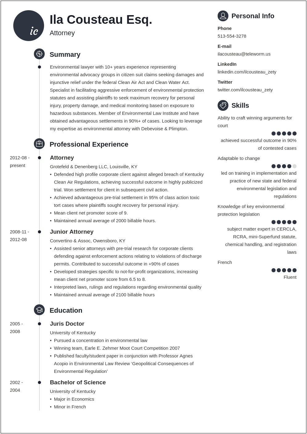 1l Resume Sample With Personal Injury Firm