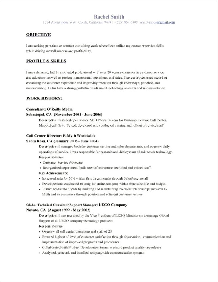 1st Time Retail Job Objective For Resume