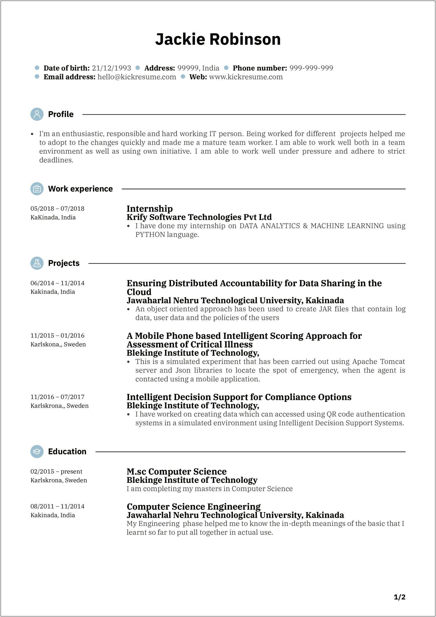 2017 Resume Templates For Information Technology Entry Level