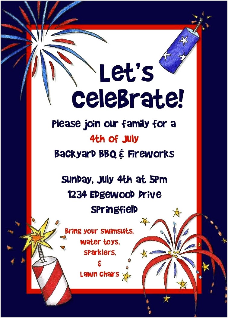 4th Of July Party Invitation Templates Download