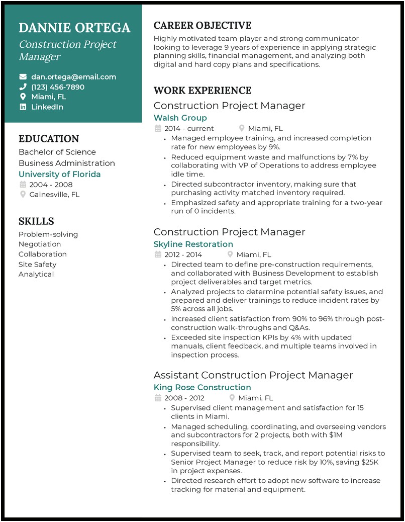 9 Years Work Experience 2 Page Resume