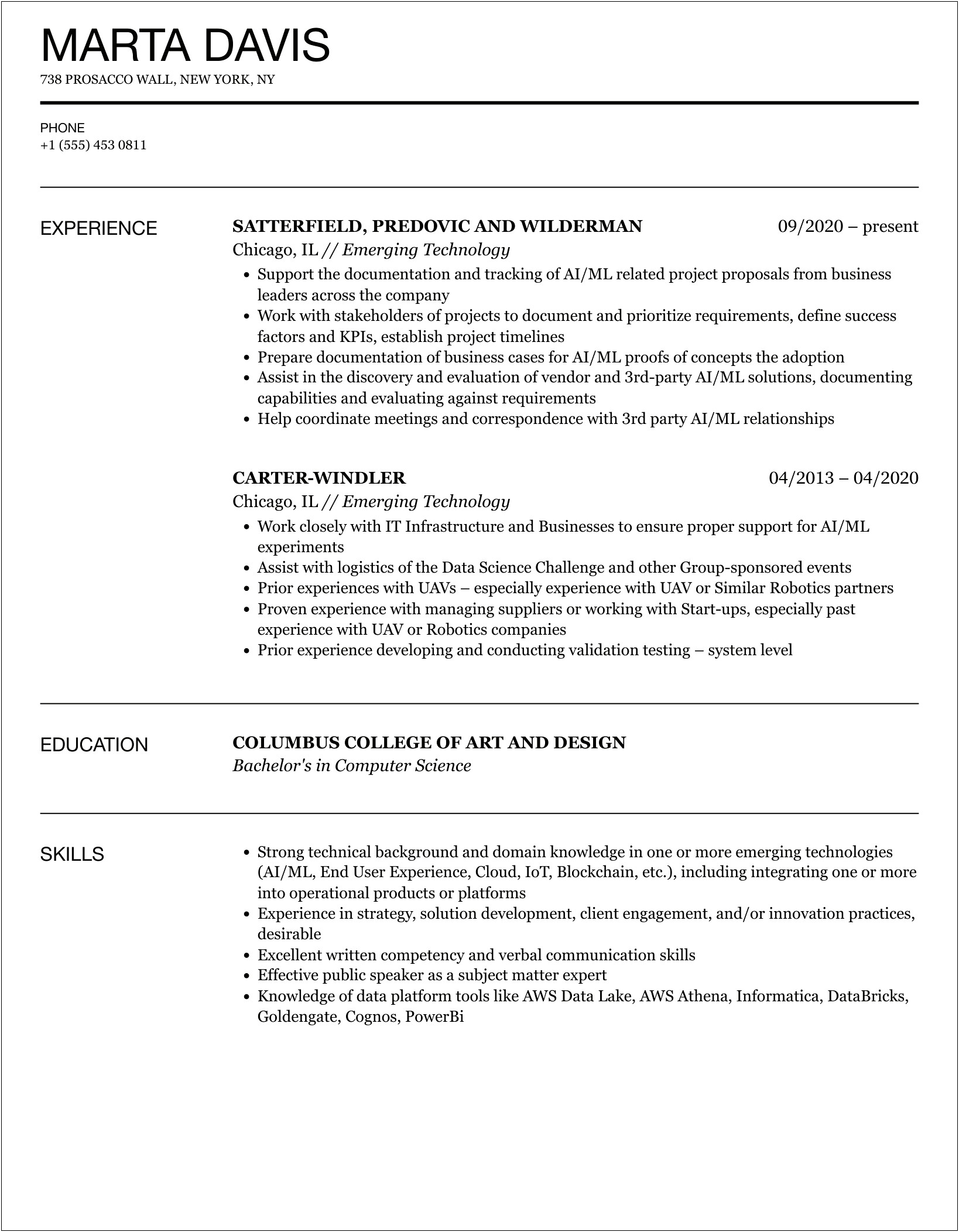 A Good Resume Sample Applying For Aston Technologies