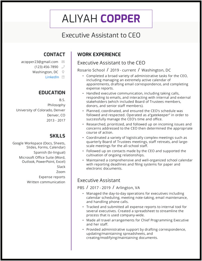 A Look At The Best Executive Assistant Resumes