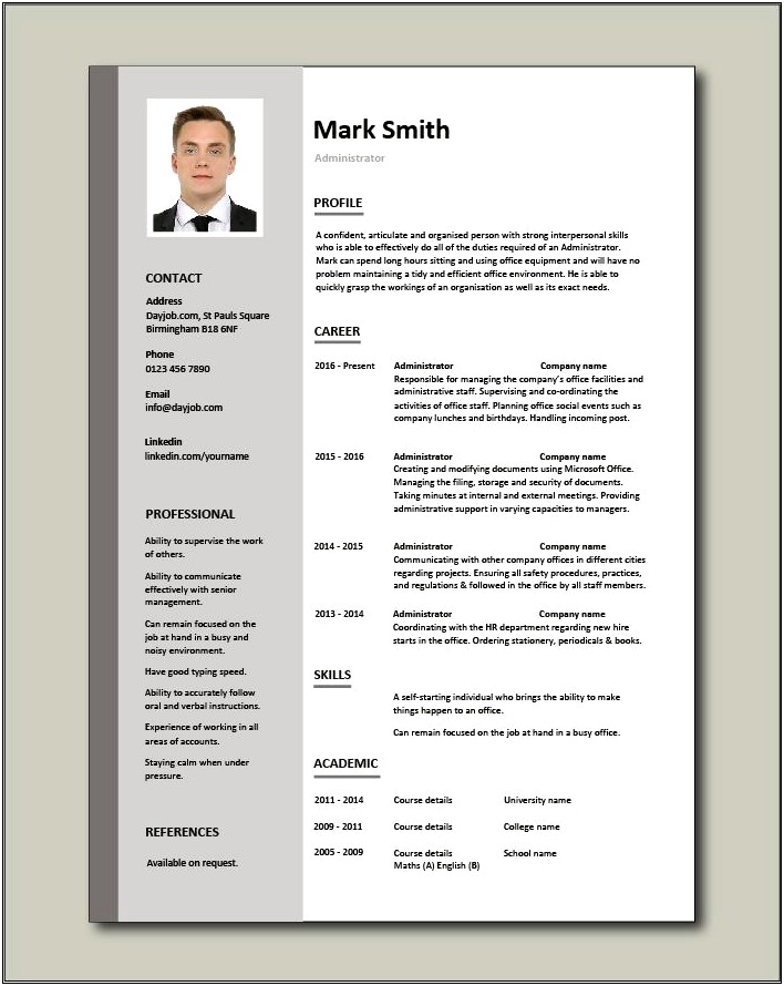A Perfect Resume Example For A Administrator