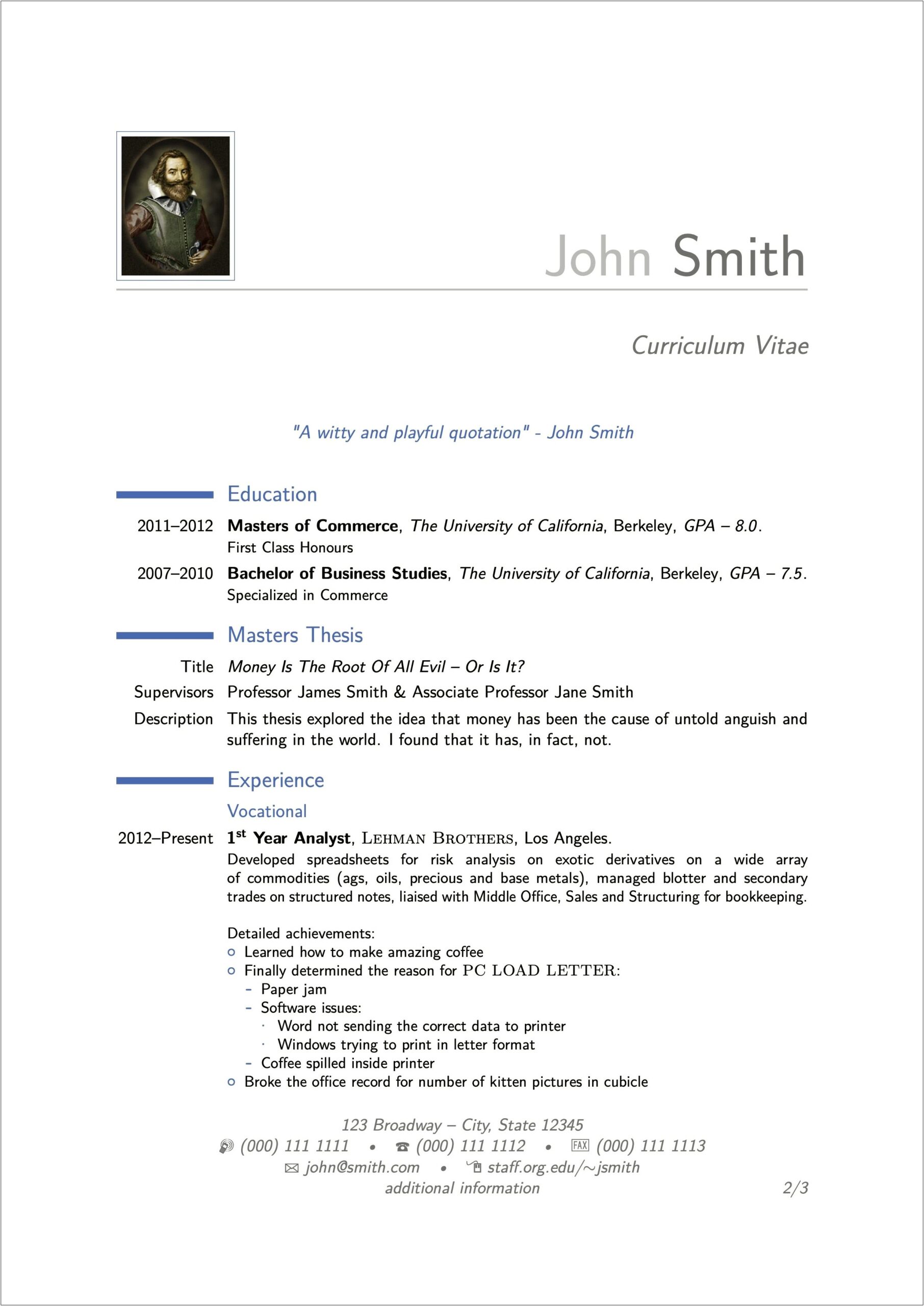 A Sample Resume For A Phd Commerce Graduate