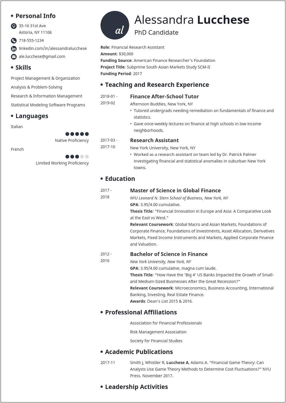 Accepted To Grad School On Resume