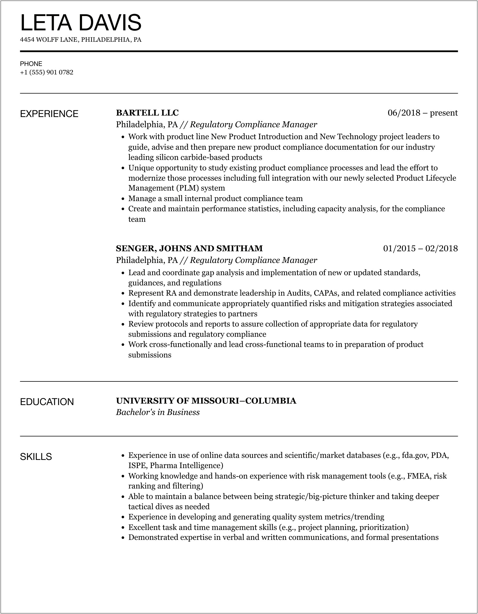 Accomplishments For Managed Care Compliance Manager Resume