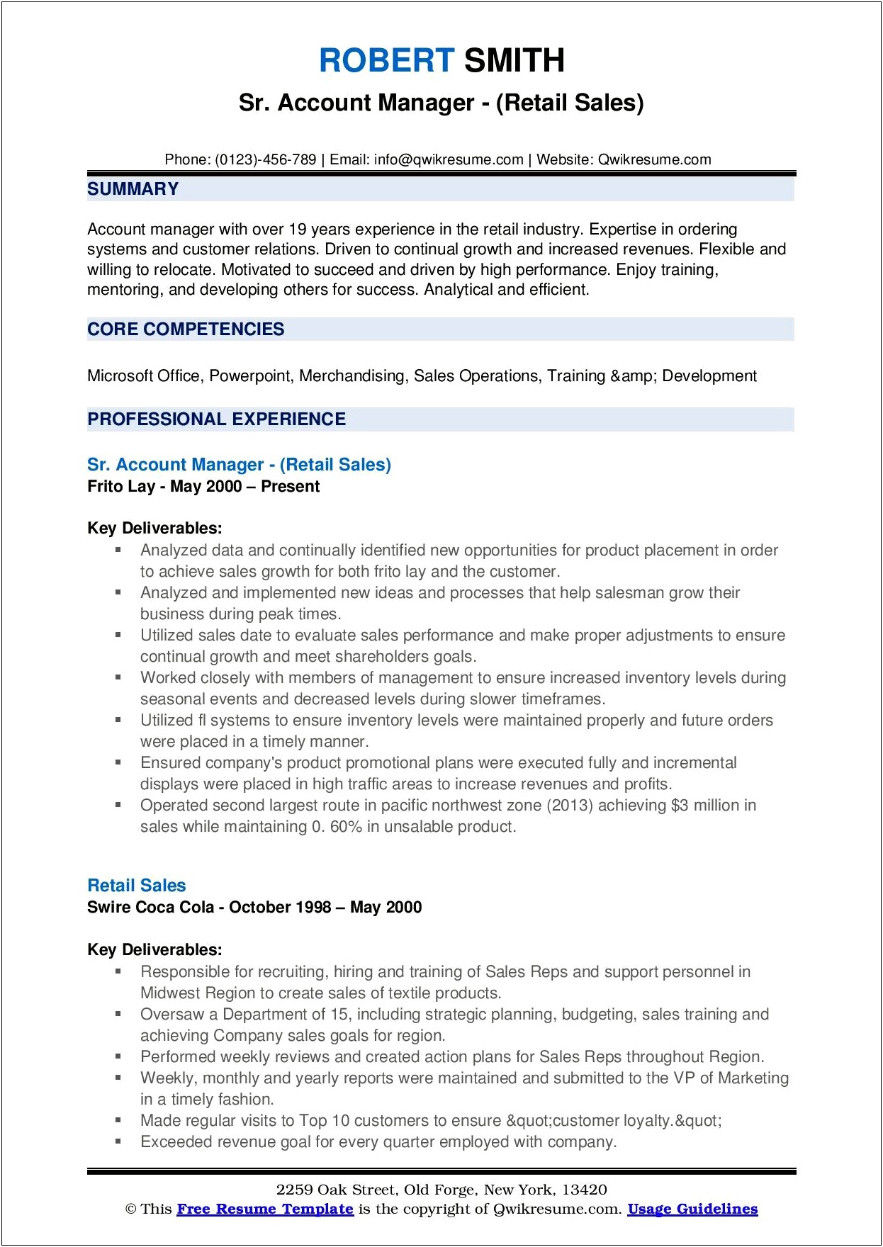 Account Manager And Sales Resume Examples