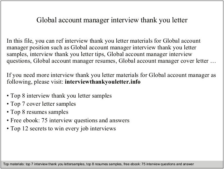 Account Manager Resume Cover Letter Examples