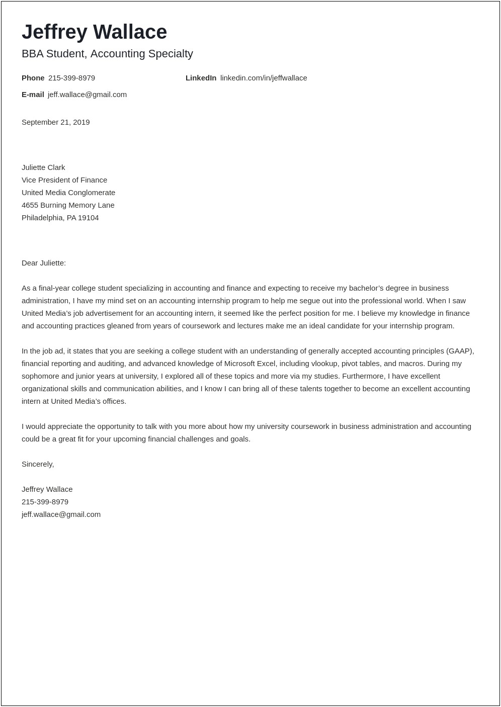 Accounting Cover Letter For Resume Walt Disney
