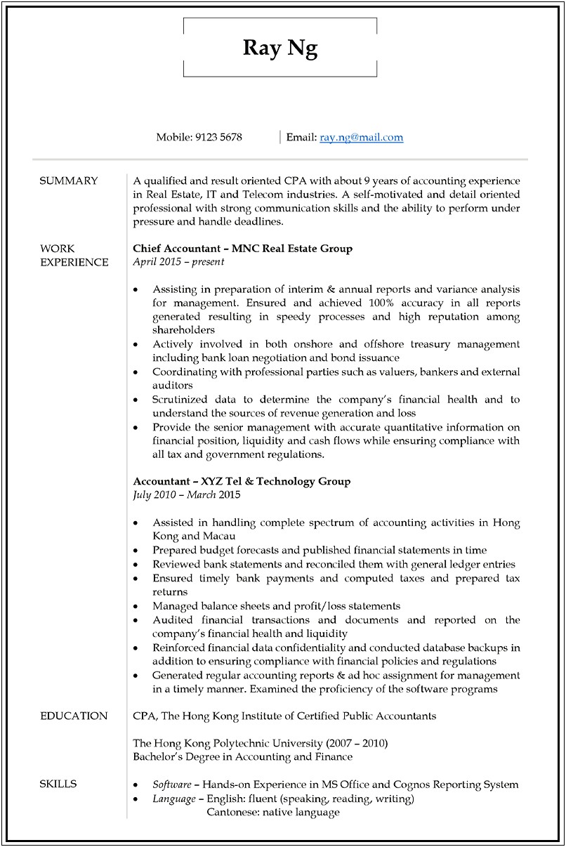 Accounting Officer Job Description For Resume