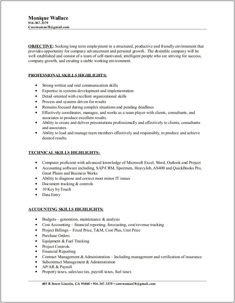 Accounting Resume Objective Seeking For Advancement
